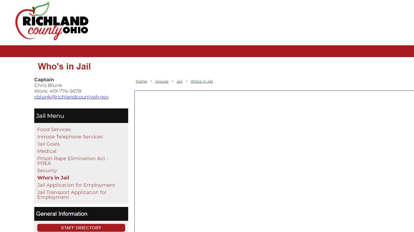 Richland County Ohio - Who's in Jail - EvoGov Demo Website